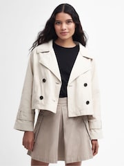 Barbour International® Beige Hadfield Cropped Trench Coat - Image 1 of 8