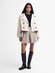 Barbour International® Beige Hadfield Cropped Trench Coat - Image 3 of 8
