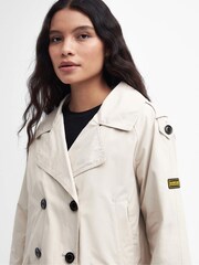 Barbour International® Beige Hadfield Cropped Trench Coat - Image 4 of 8