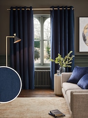 Blue Dark Navy Matte Velvet Super Thermal Curtains - Image 1 of 8