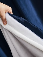 Blue Dark Navy Matte Velvet Super Thermal Curtains - Image 7 of 8