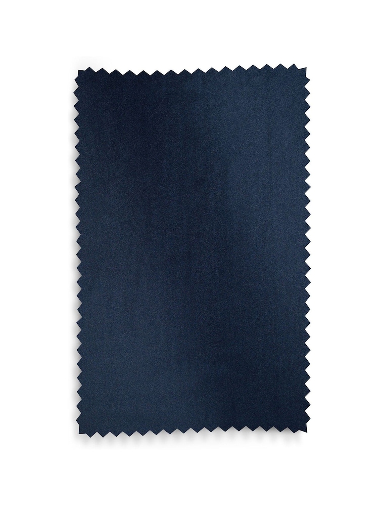Blue Dark Navy Matte Velvet Super Thermal Curtains - Image 8 of 8