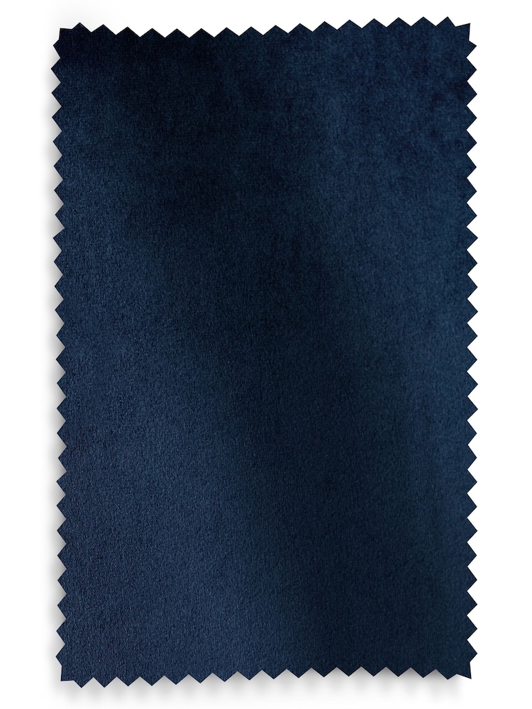 Blue Dark Navy Matte Velvet Pencil Pleat Blackout/Thermal Curtains - Image 8 of 8