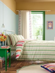 Sophie Robinson Green Sophie Stripe Cotton Reversible Duvet Cover and Pillowcase Set - Image 2 of 5