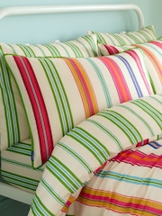Sophie Robinson Green Sophie Stripe Cotton Reversible Duvet Cover and Pillowcase Set - Image 3 of 5