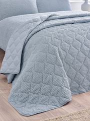 Catherine Lansfield Blue Crinkle Seersucker Texture Bedspread - Image 1 of 3