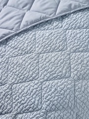Catherine Lansfield Blue Crinkle Seersucker Texture Bedspread - Image 2 of 3
