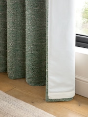 Catherine Lansfield Green Chunky Boucle Thermal Lined Eyelet Curtains - Image 3 of 4