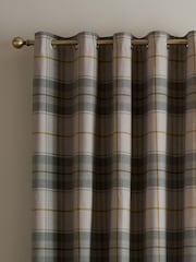 Catherine Lansfield Green Brushed Glencoe Check Woven Thermal Eyelet Curtains - Image 3 of 5