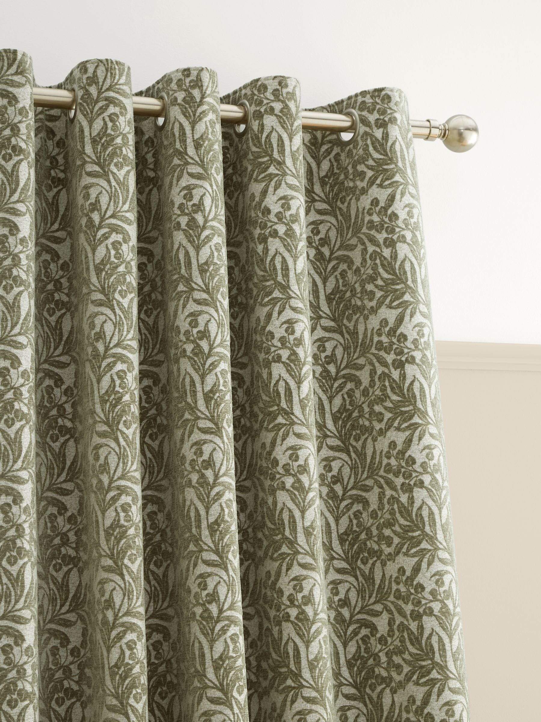 Bianca Green Chenille Leaves Eyelet Curtains - 90X90 - Image 4