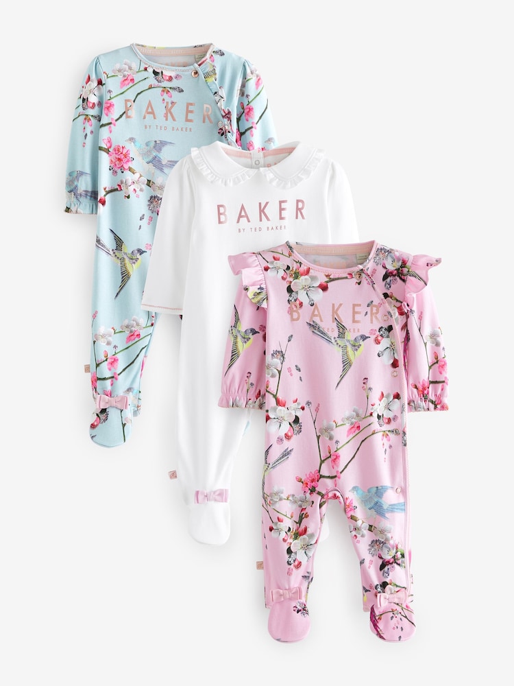 Baker by Ted Baker 100% Cotton Sleepsuits  3 Pack - Image 1 of 6