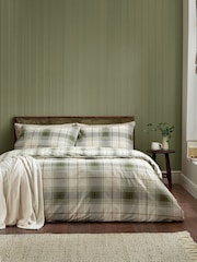 Catherine Lansfield Green Troon Check Brushed Cotton Duvet Cover and Pillowcase Set - Image 1 of 5