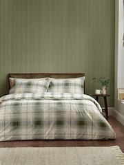 Catherine Lansfield Green Troon Check Brushed Cotton Duvet Cover and Pillowcase Set - Image 2 of 5