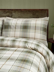 Catherine Lansfield Green Troon Check Brushed Cotton Duvet Cover and Pillowcase Set - Image 4 of 5