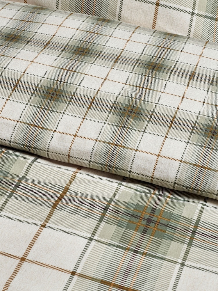 Catherine Lansfield Green Troon Check Brushed Cotton Duvet Cover and Pillowcase Set - Image 5 of 5 Catherine Lansfield Green Troon Check Brushed Cotton Duvet Cover and Pillowcase Set - Image 5 of 5