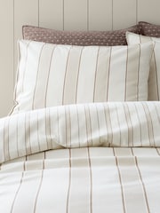 Bianca Natural Regal Stripe Brushed Cotton Duvet Cover and Pillowcase Set - Image 4 of 6