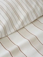 Bianca Natural Regal Stripe Brushed Cotton Duvet Cover and Pillowcase Set - Image 6 of 6