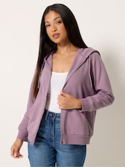 M&Co Purple Petite Zip Essential Hoodie - Image 1 of 5
