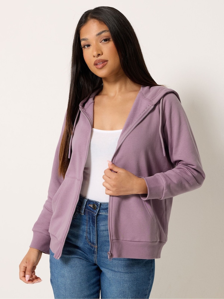 M&Co Purple Petite Zip Essential Hoodie - Image 1 of 5