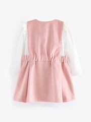 Baker by Ted Baker Pink Bow Pleat Pinafore Dress And Frill T-Shirt Set - Image 2 of 6