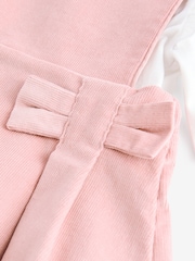Baker by Ted Baker Pink Bow Pleat Pinafore Dress And Frill T-Shirt Set - Image 3 of 6