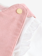 Baker by Ted Baker Pink Bow Pleat Pinafore Dress And Frill T-Shirt Set - Image 4 of 6