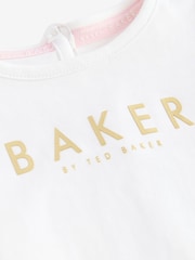 Baker by Ted Baker Pink Bow Pleat Pinafore Dress And Frill T-Shirt Set - Image 5 of 6