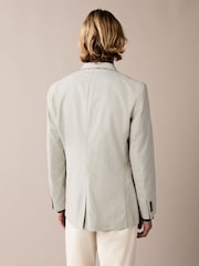 Sage Green Slim Fit Trimmed Linen Blazer - Image 3 of 11