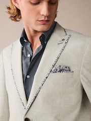 Sage Green Slim Fit Trimmed Linen Blazer - Image 5 of 11