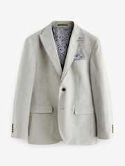 Sage Green Slim Fit Trimmed Linen Blazer - Image 6 of 11