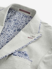 Sage Green Slim Fit Trimmed Linen Blazer - Image 8 of 11