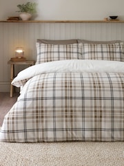 Catherine Lansfield Natural Cosy Ribbed Check Sherpa Duvet Cover and Pillowcase Set - Image 2 of 4