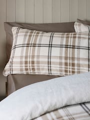 Catherine Lansfield Natural Cosy Ribbed Check Sherpa Duvet Cover and Pillowcase Set - Image 3 of 4