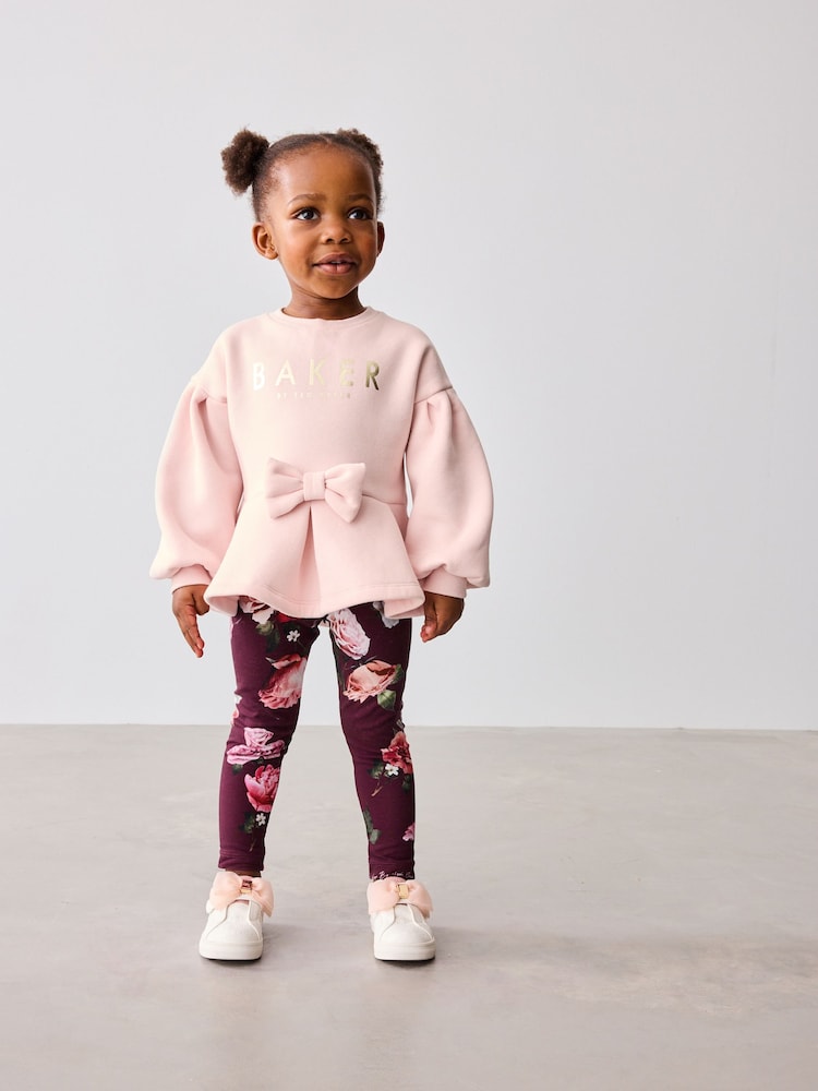Baker by Ted Baker Pink Peplum Sweater And Leggings Set - Image 1 of 10