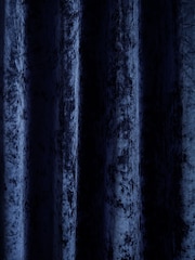 Catherine Lansfield Navy Crushed Velvet Lined Eyelet Curtains - Image 3 of 4