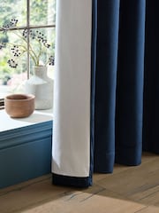 Catherine Lansfield Navy Super Thermal Blackout Matt Velour Eyelet Curtains - Image 5 of 5