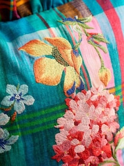 Sophie Robinson Bright Wanderweave Ikat Check Frill Filled Cushion - Image 2 of 3