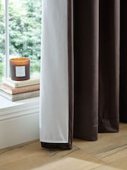 Catherine Lansfield Chocolate Super Thermal Blackout Matt Velour Eyelet Curtains - Image 5 of 5
