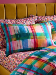 Sophie Robinson Blue Wanderweave Ikat Check Cotton Duvet Cover and Pillowcase Set - Image 3 of 6