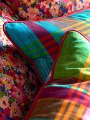 Sophie Robinson Blue Wanderweave Ikat Check Cotton Duvet Cover and Pillowcase Set - Image 4 of 6