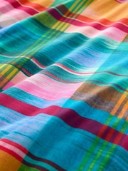 Sophie Robinson Blue Wanderweave Ikat Check Cotton Duvet Cover and Pillowcase Set - Image 6 of 6
