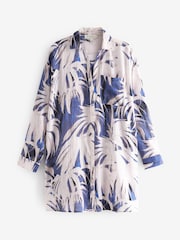 Blue Palm Cotton Beach Shirt - Image 5 of 6