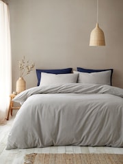 Pineapple Elephant Blue Cotton Rich Narrow Woven Stripe Duvet Cover and Pillowcase Set - Image 2 of 4