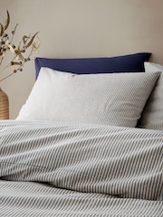 Pineapple Elephant Blue Cotton Rich Narrow Woven Stripe Duvet Cover and Pillowcase Set - Image 3 of 4