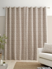 Bianca Natural Chenille Leaves Lined Eyelet Curtains - Image 2 of 5