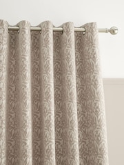 Bianca Natural Chenille Leaves Lined Eyelet Curtains - Image 3 of 5