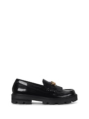 Linzi Black Remy Loafers with Fringe Detail And Gold Chain - Image 3 of 5