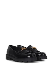 Linzi Black Remy Loafers with Fringe Detail And Gold Chain - Image 4 of 5