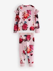 Baker by Ted Baker Pink Floral Frill Shoulder Detail Pyjama Set - Image 5 of 8
