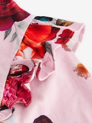 Baker by Ted Baker Pink Floral Frill Shoulder Detail Pyjama Set - Image 8 of 8